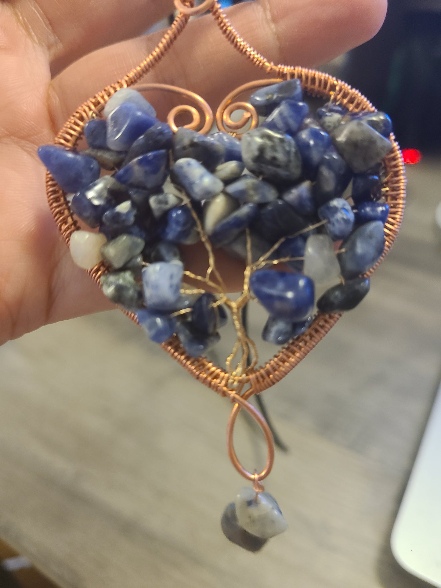 Heart Shaped Tree of Life Gemstone Pendant