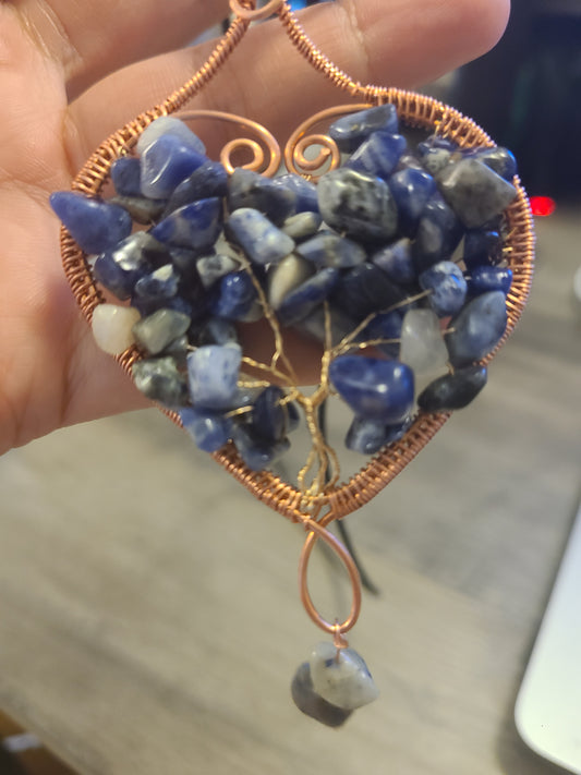 Heart Shaped Tree of Life Gemstone Pendant