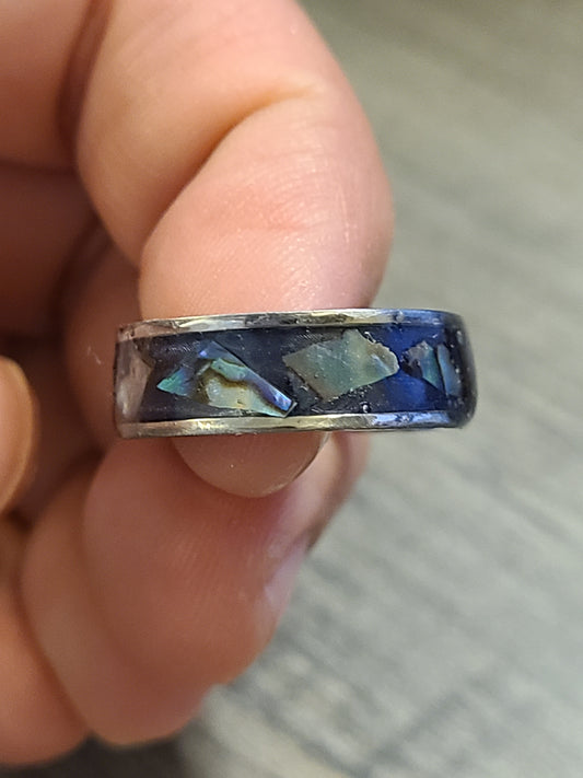 Blue Green Abalone Open Ring