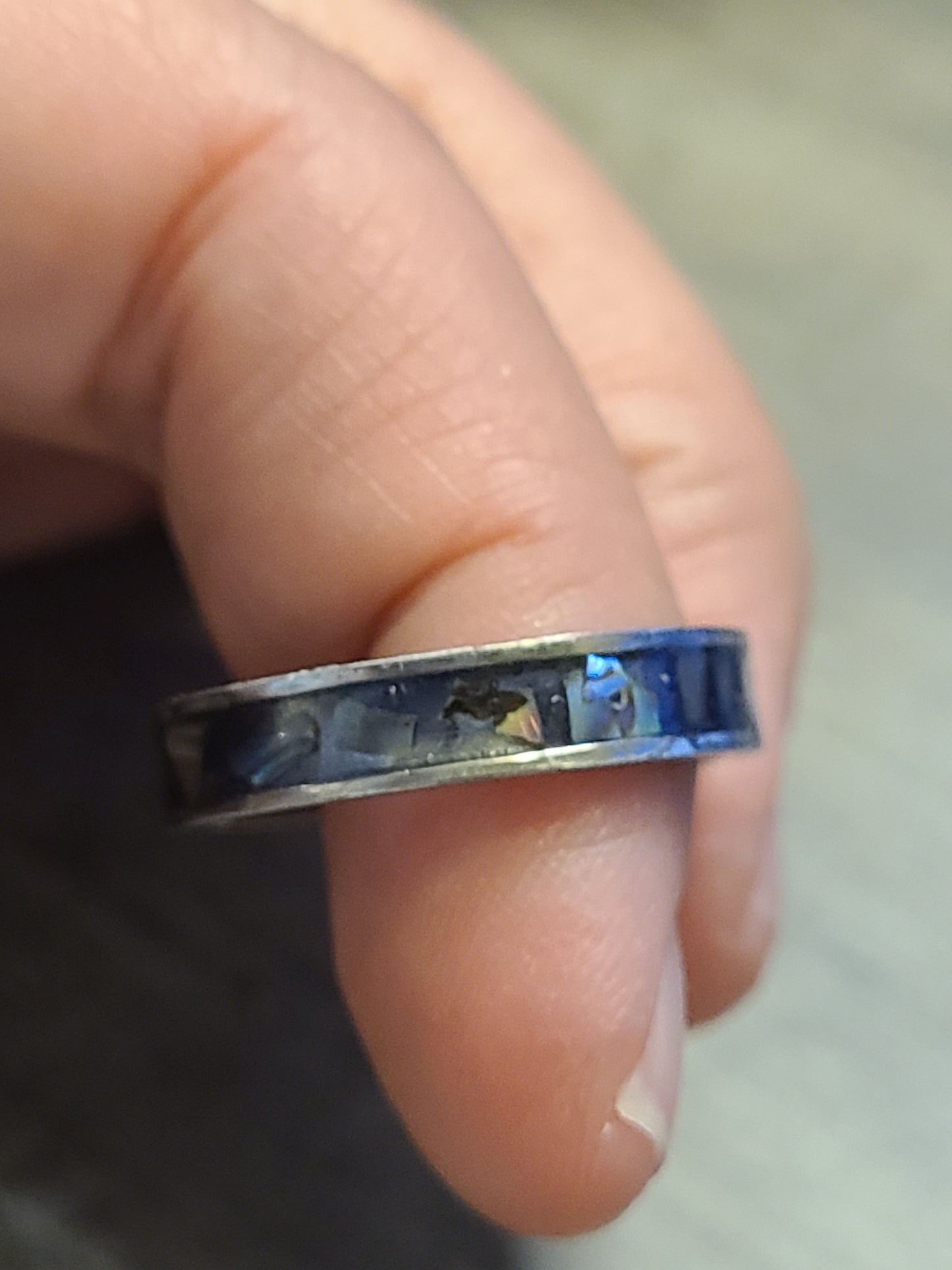 Blue Green Abalone Open Ring