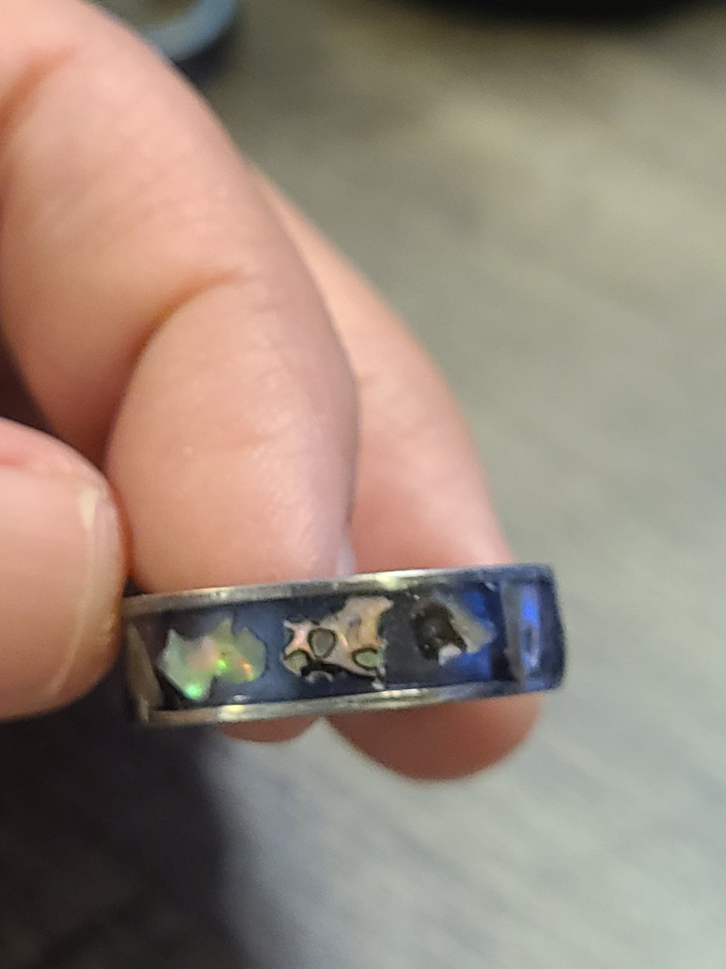 Blue Green Abalone Open Ring