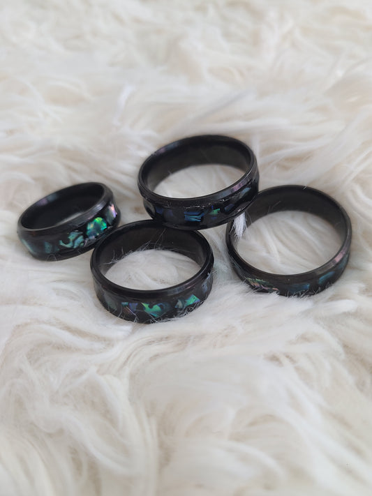 Turquoise Abalone Black Ring