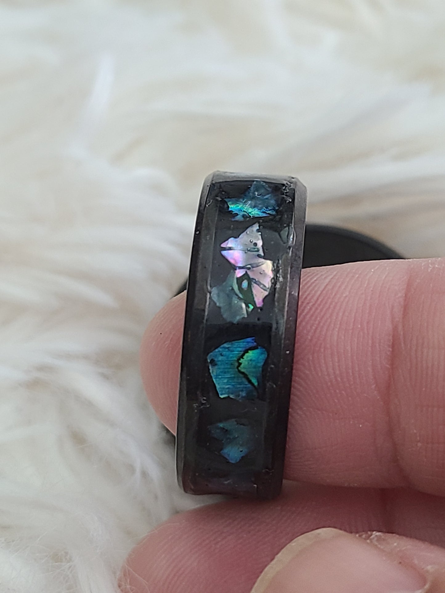 Turquoise Abalone Black Ring