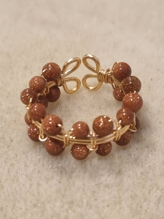 Braided Golden Sandstone/Goldstone - Size 7 Adjustable