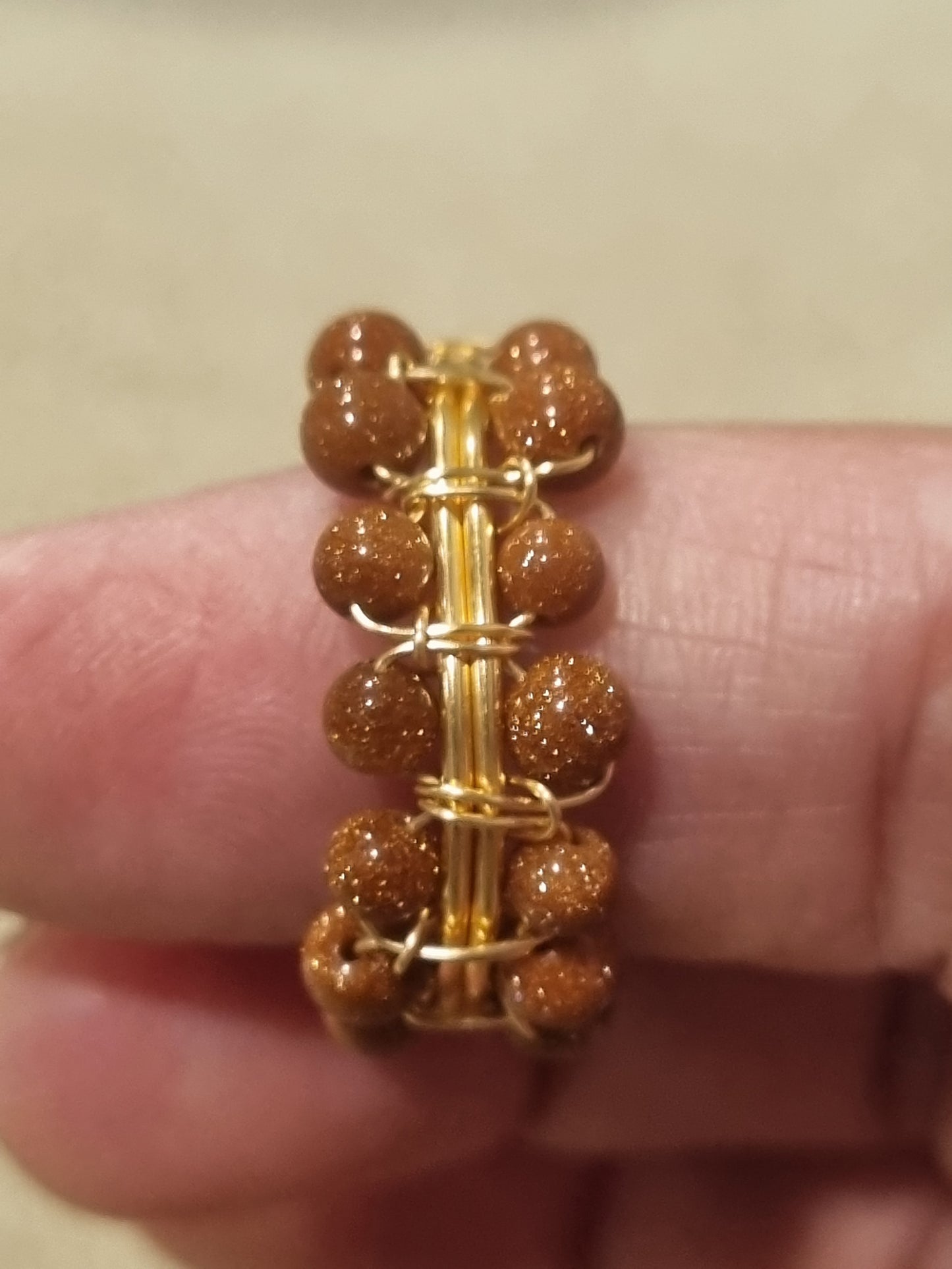 Braided Golden Sandstone/Goldstone - Size 7 Adjustable