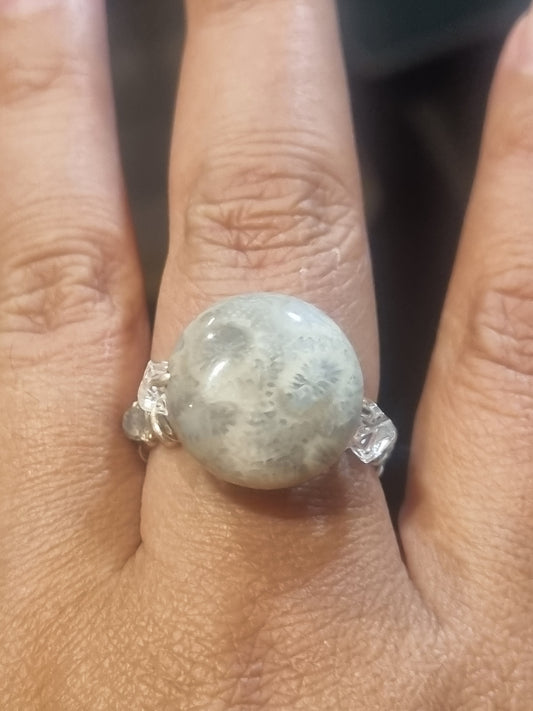 Gray Fossil Coral Jade - Size 7.75