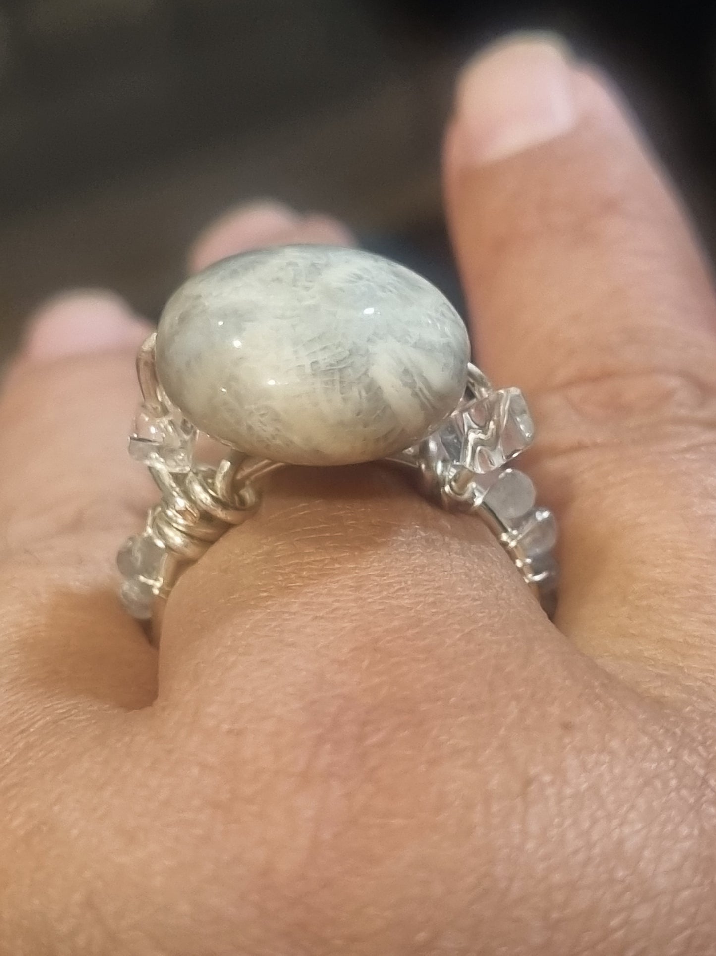 Gray Fossil Coral Jade - Size 7.75