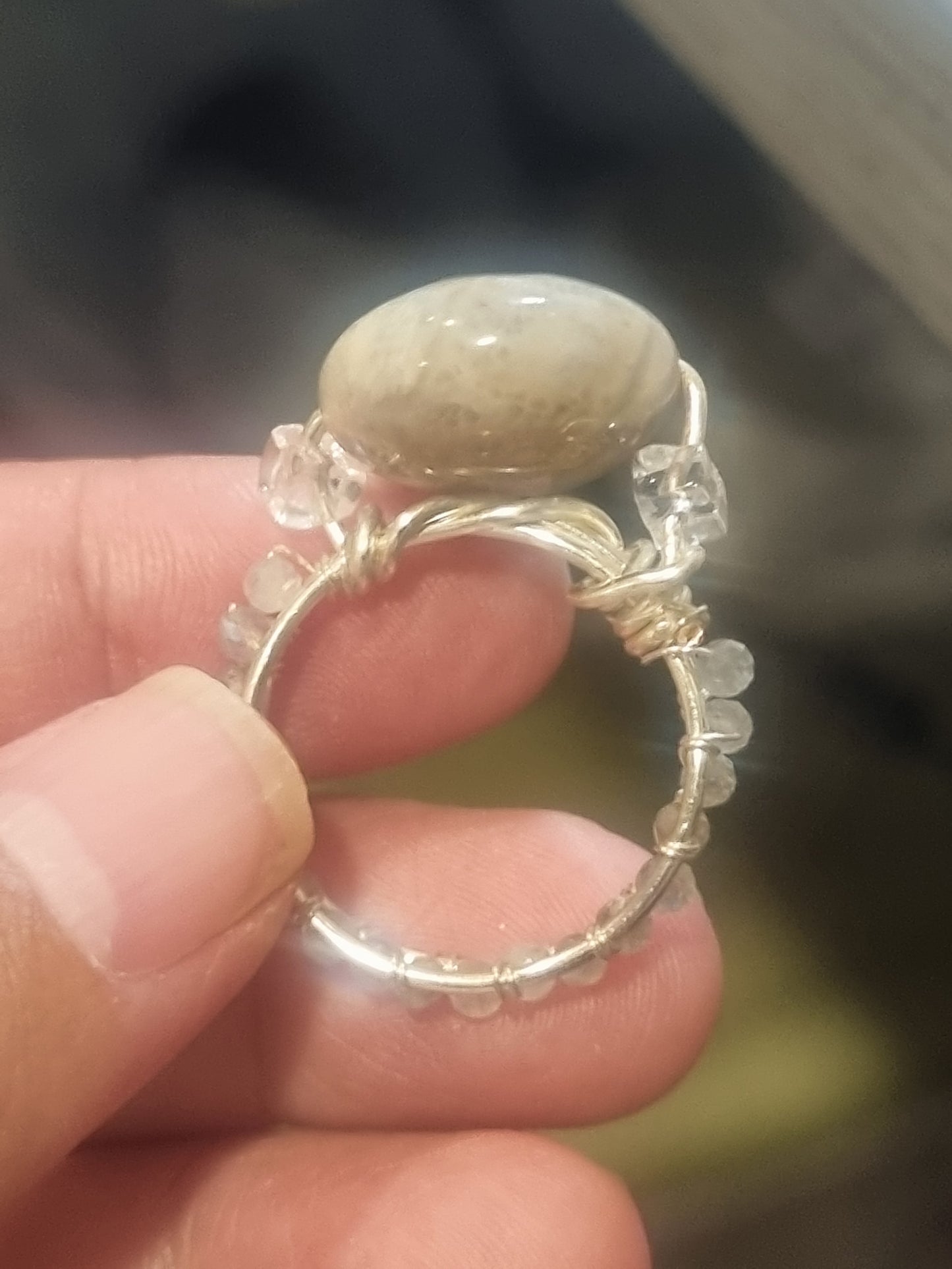 Gray Fossil Coral Jade - Size 7.75