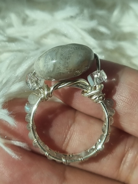 Gray Fossil Coral Jade - Size 7.75