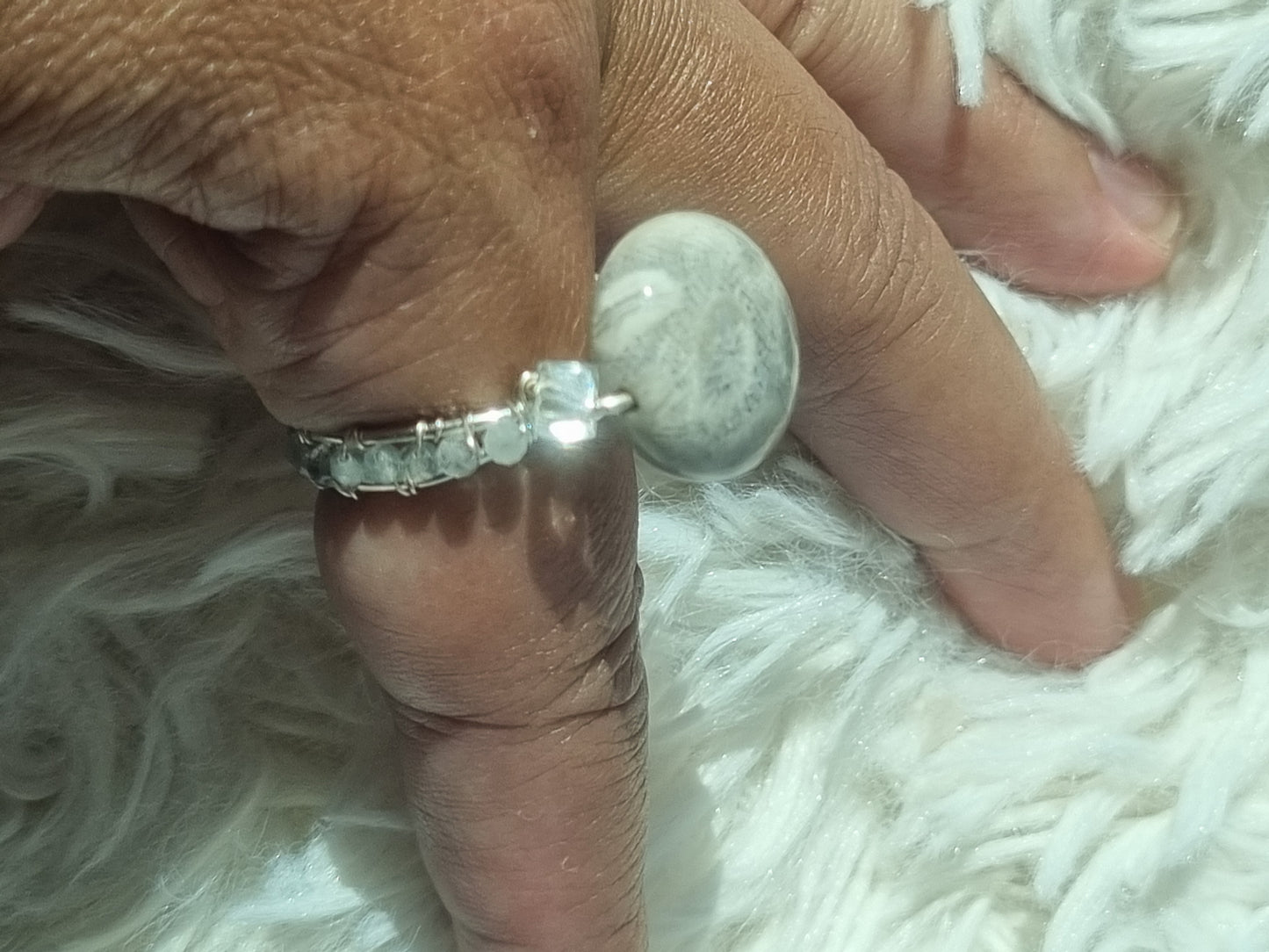 Gray Fossil Coral Jade - Size 7.75