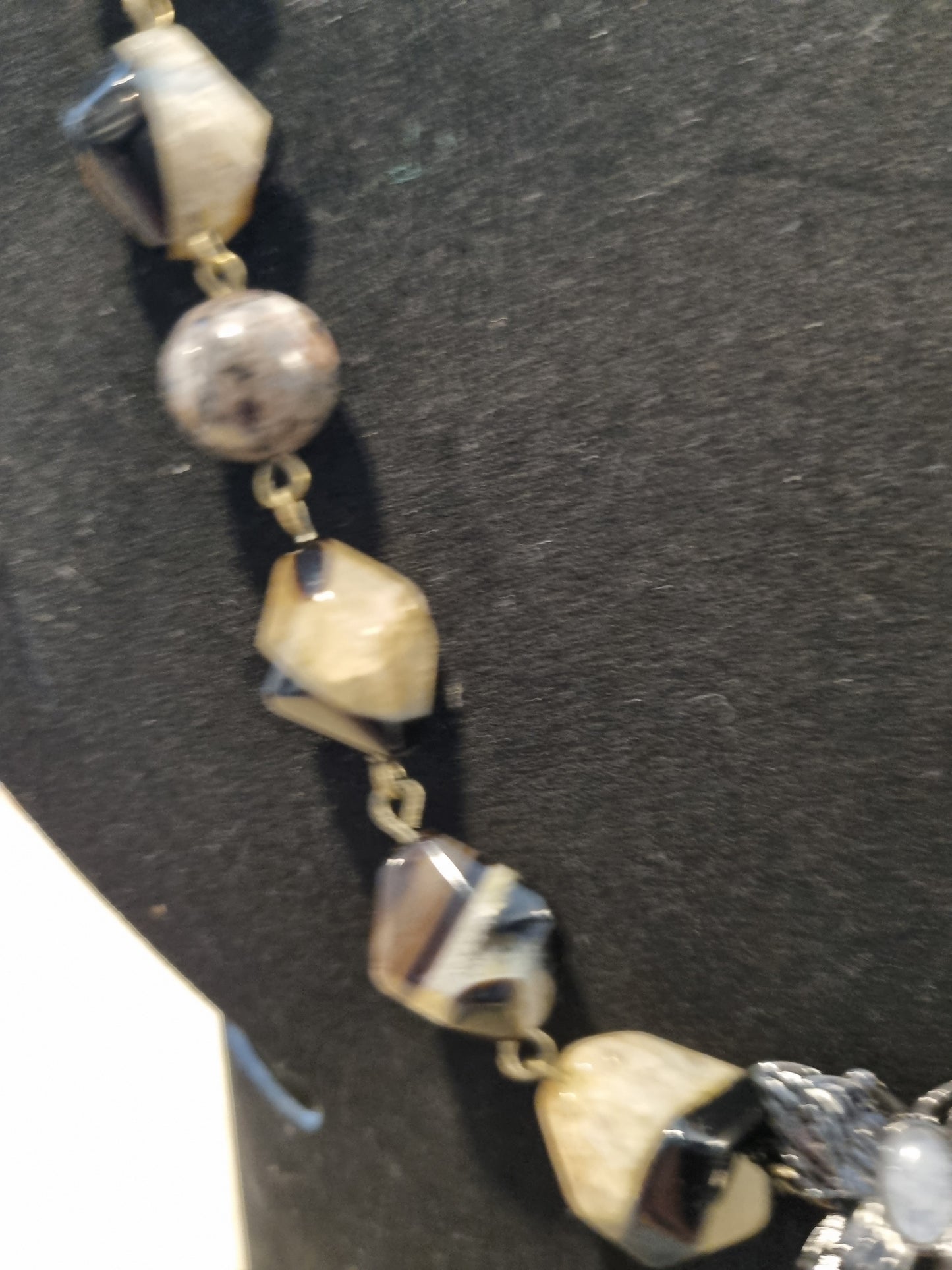 Onyx and Larvikite Butterfly Necklace