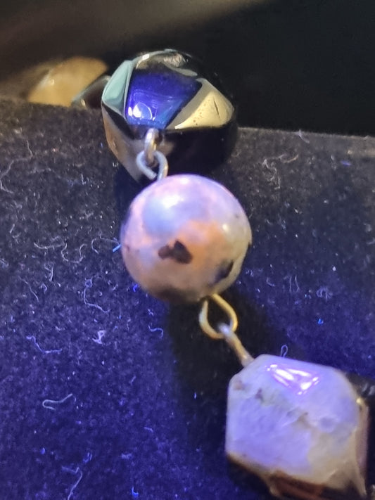 Onyx and Larvikite Butterfly Necklace