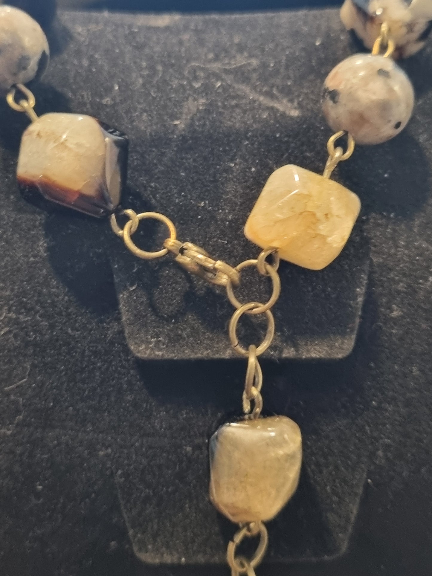 Onyx and Larvikite Butterfly Necklace