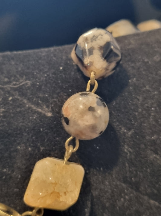 Onyx and Larvikite Butterfly Necklace