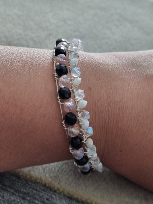 Glass Bead Memory Wire Bangles