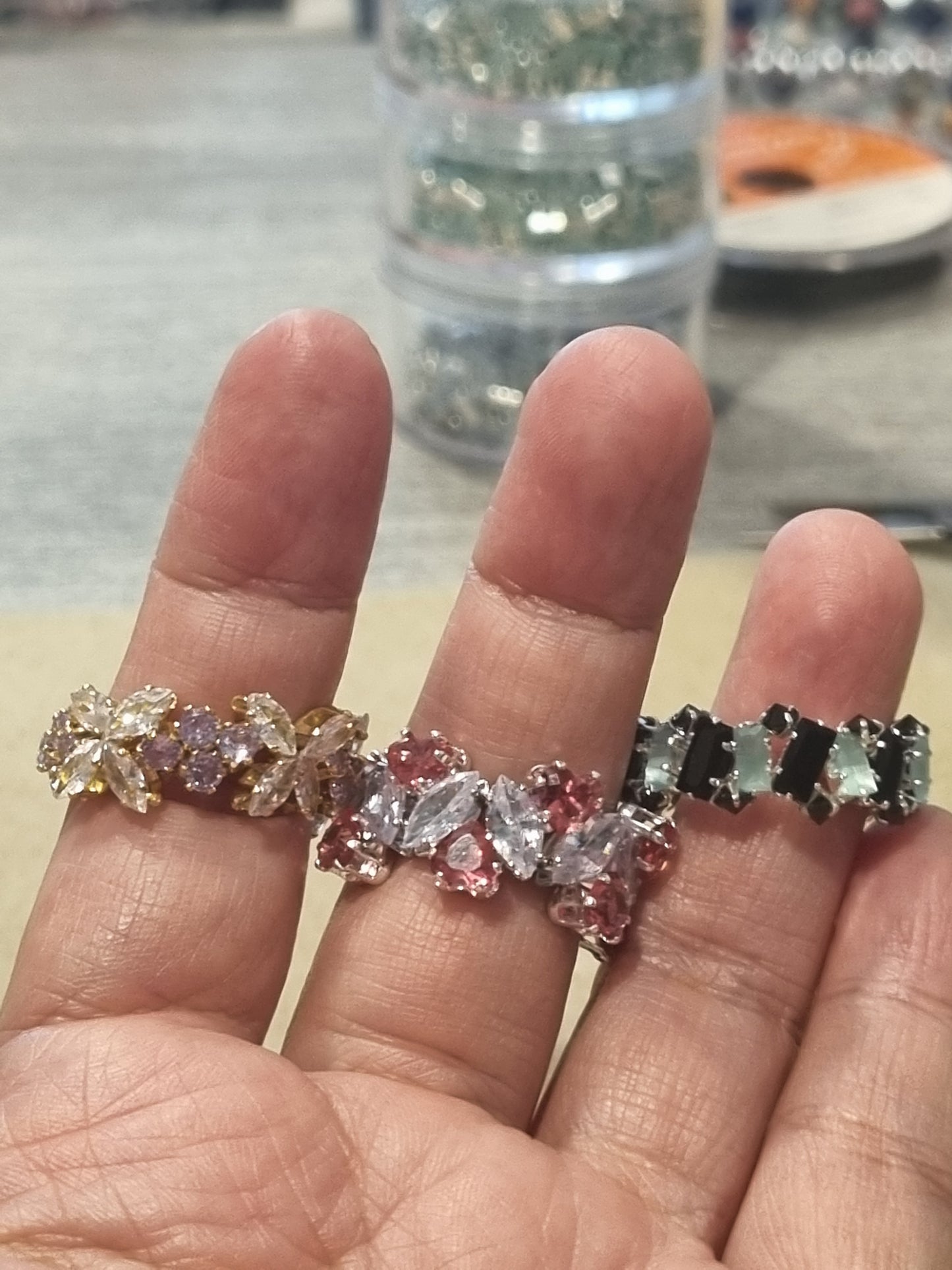 Beaded Crystal Rings