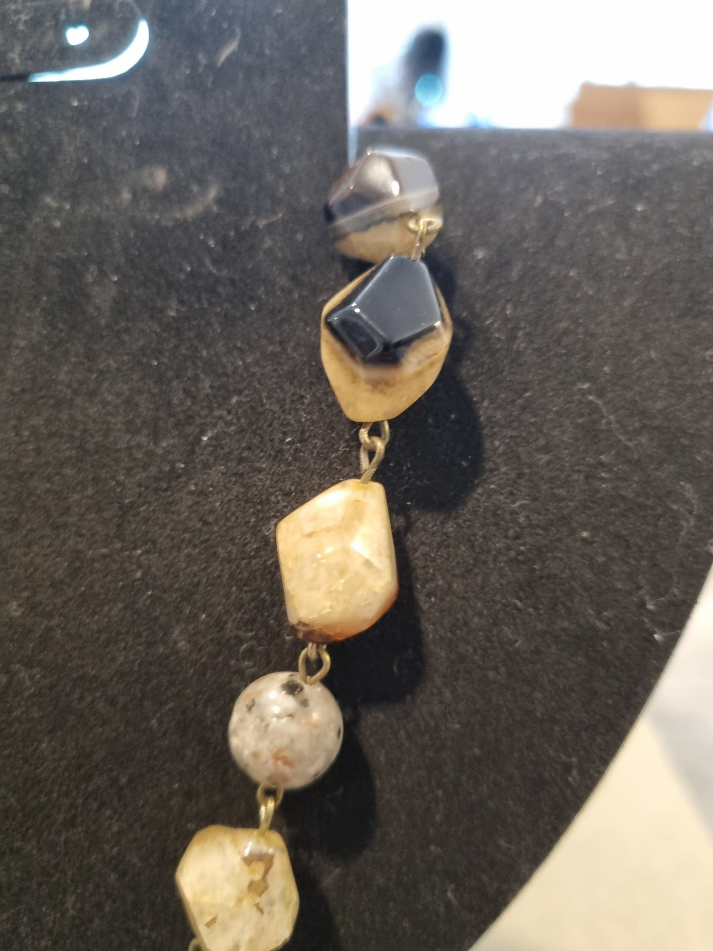 Onyx and Larvikite Butterfly Necklace
