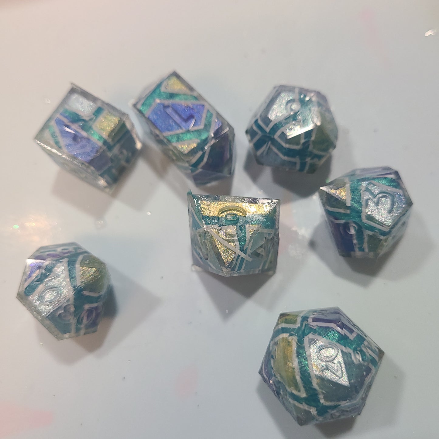 Custom Shattered Glass Dice - Standard Set of 7