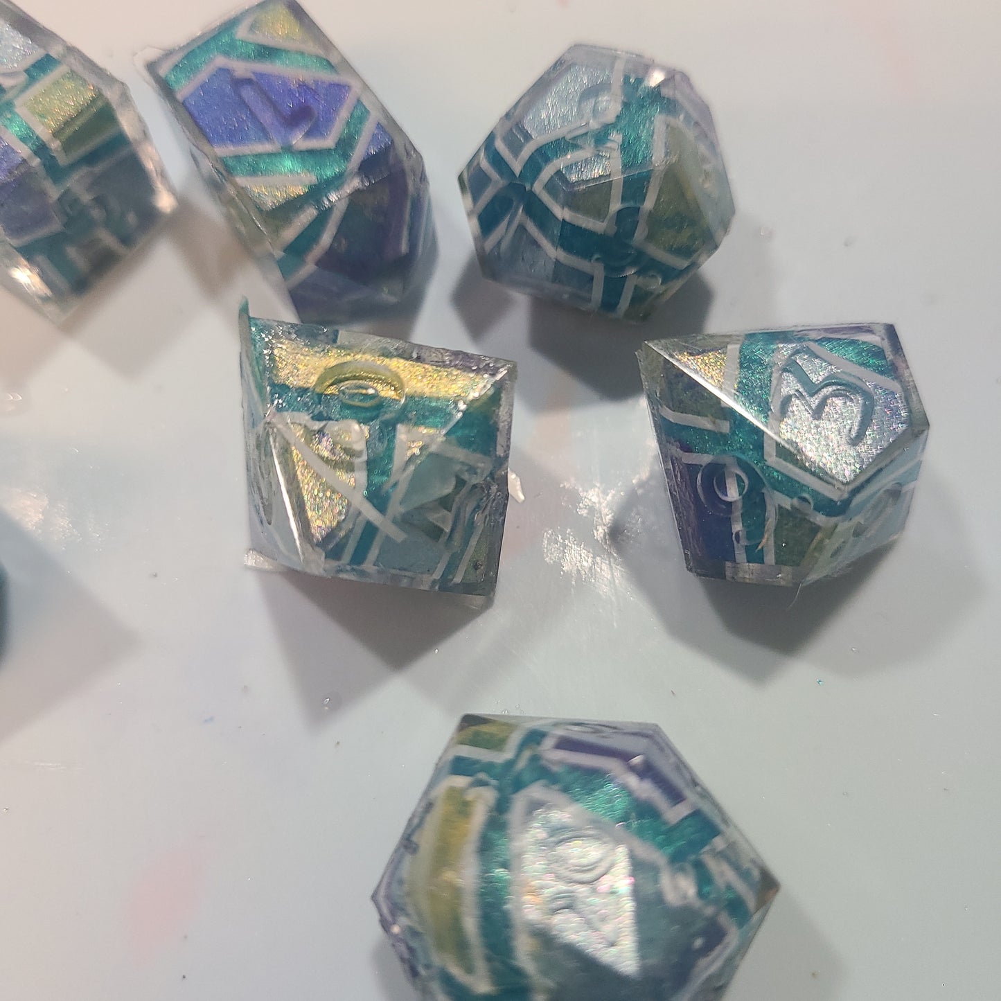 Custom Shattered Glass Dice - Standard Set of 7