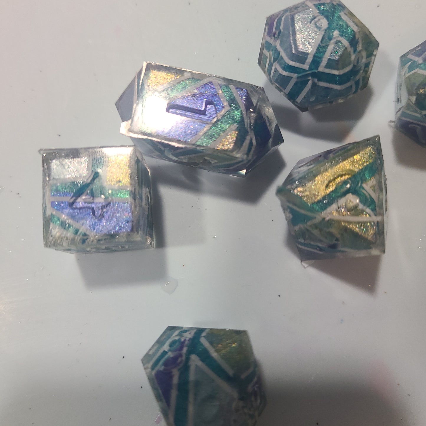 Custom Shattered Glass Dice - Standard Set of 7