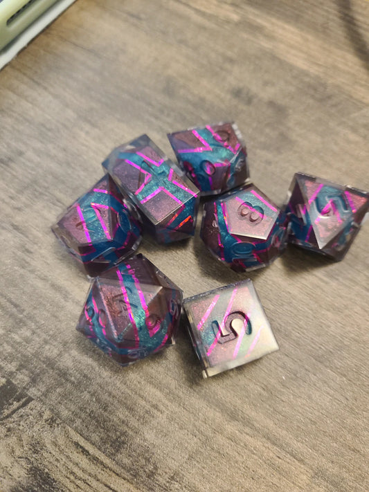 Custom Shattered Glass Dice - Standard Set of 7