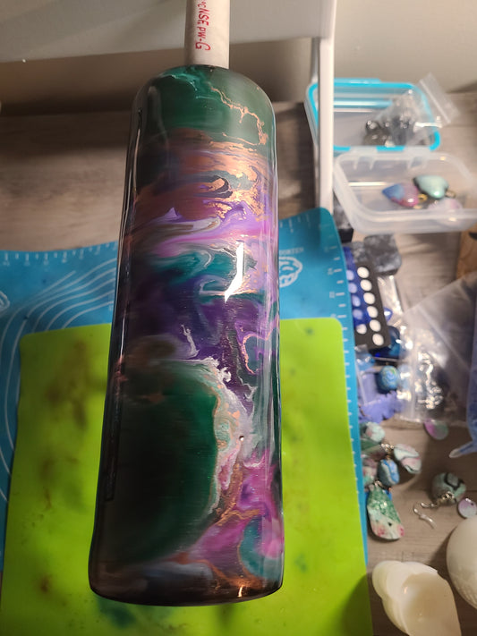 Green, Purple and Gold - Ink Swirl