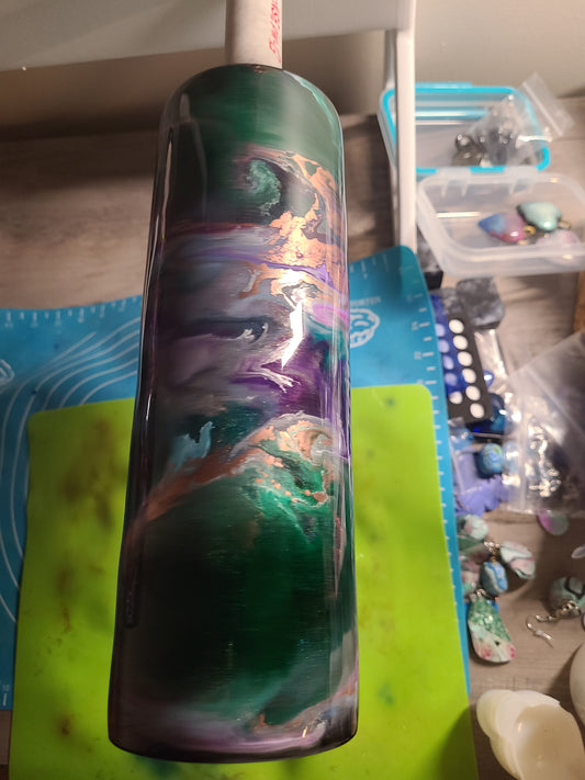 Green, Purple and Gold - Ink Swirl