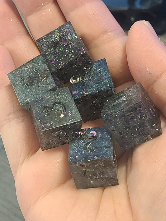 Pink and Green Glitter Dice