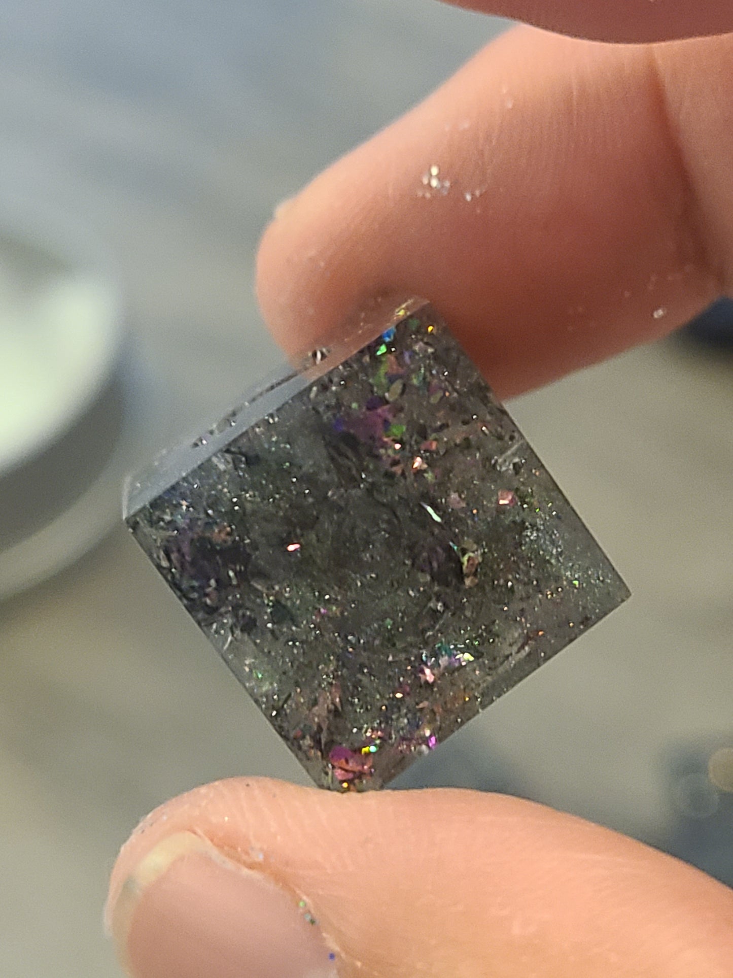 Pink and Green Glitter Dice