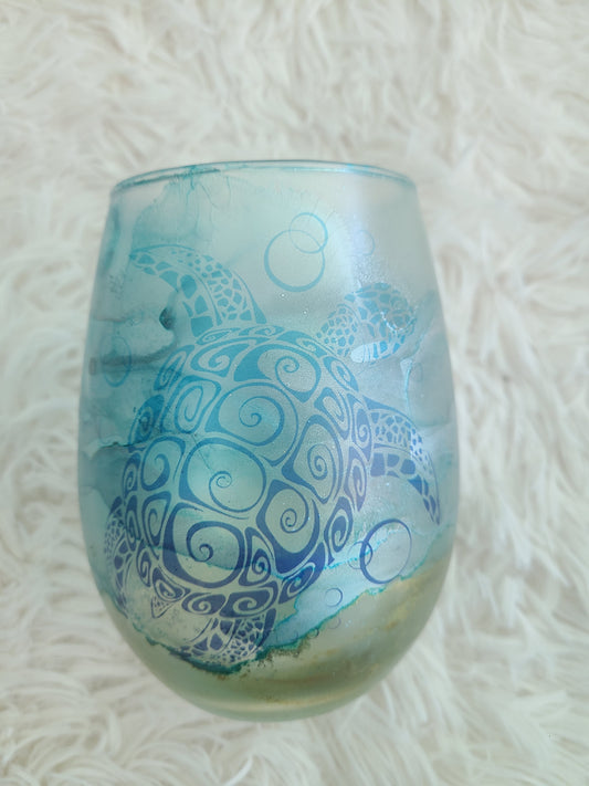 Beach Turtle Wine Glasses - Set of 2