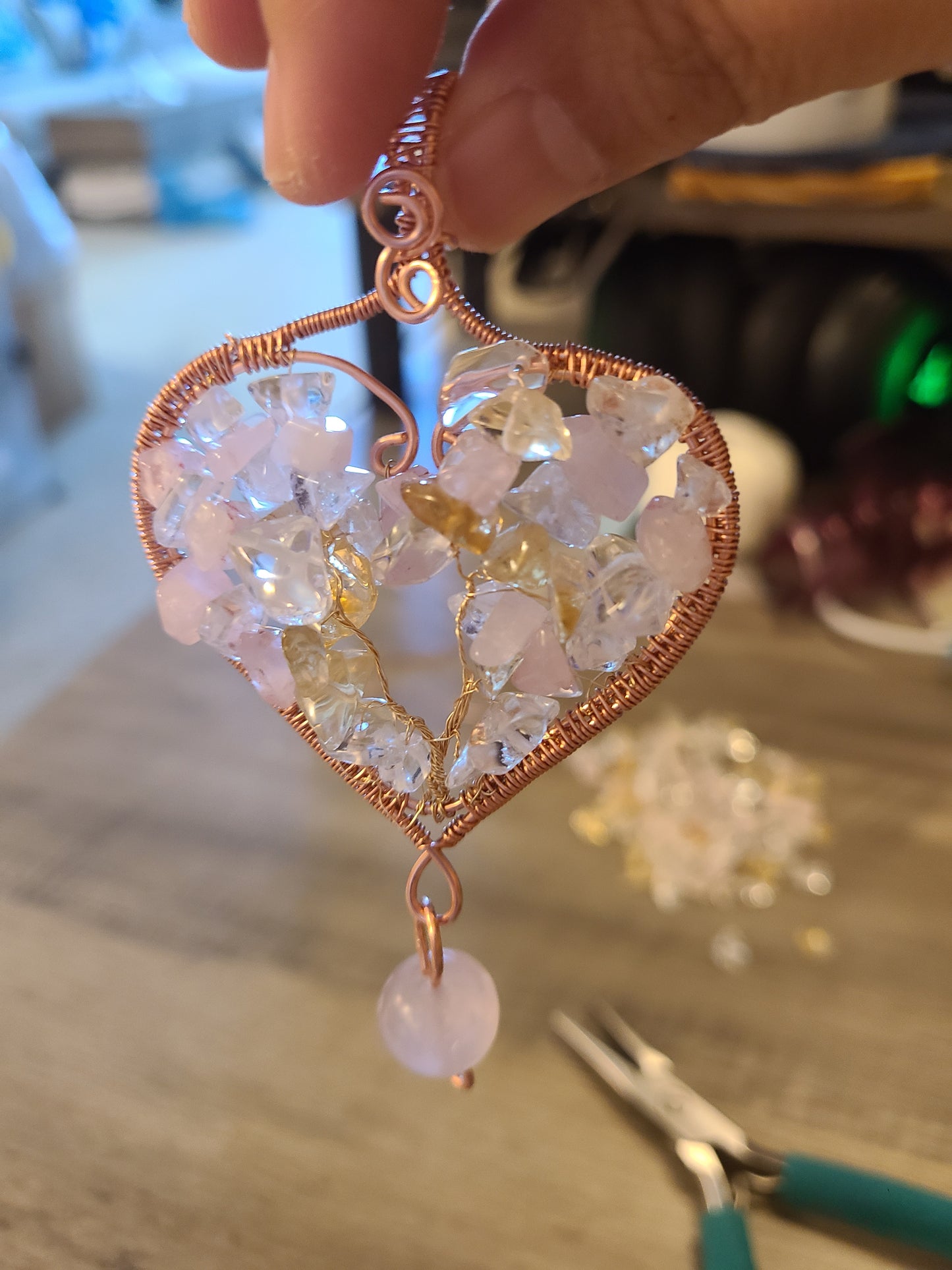 Heart Shaped Tree of Life Gemstone Pendant