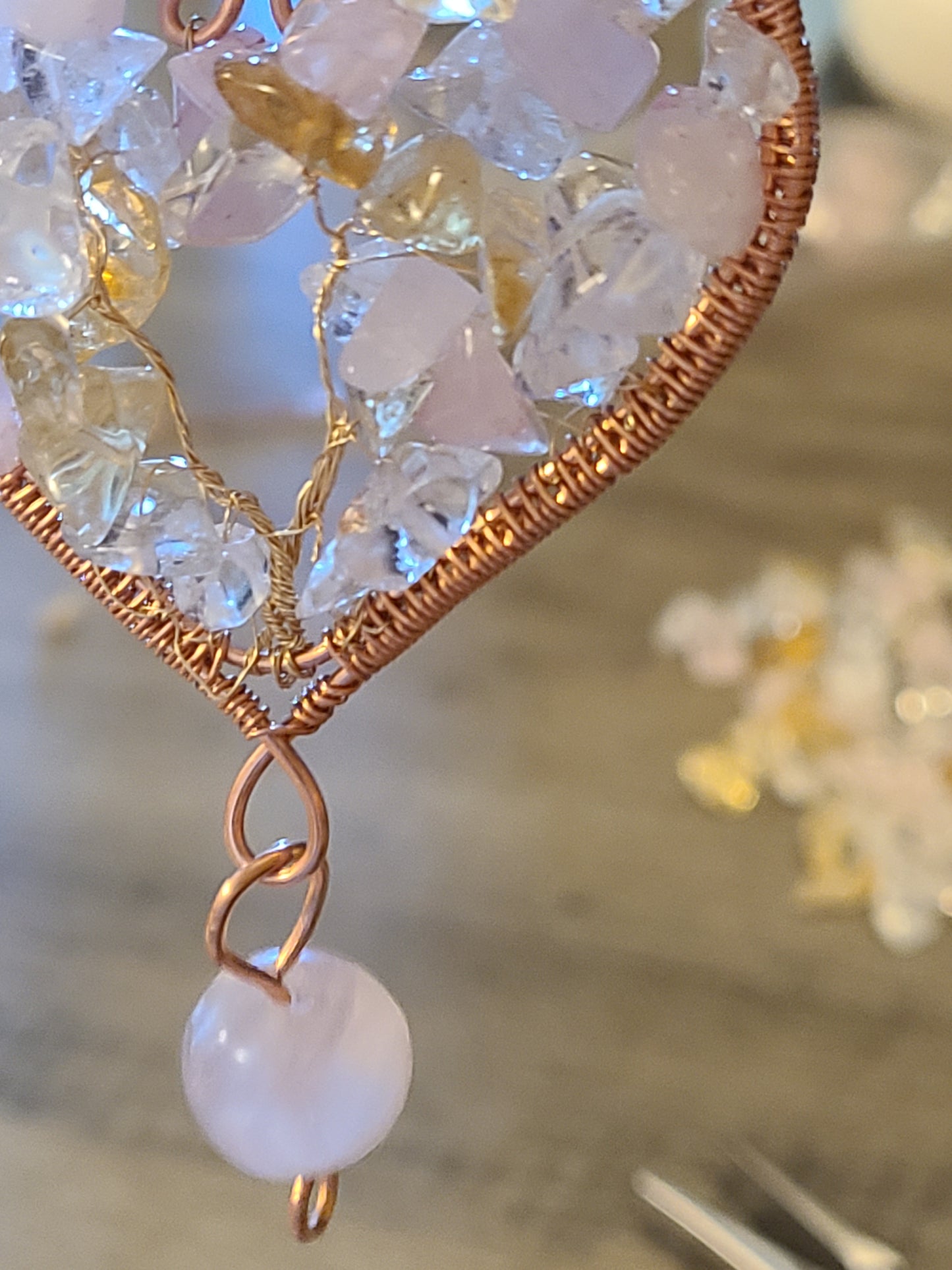 Heart Shaped Tree of Life Gemstone Pendant
