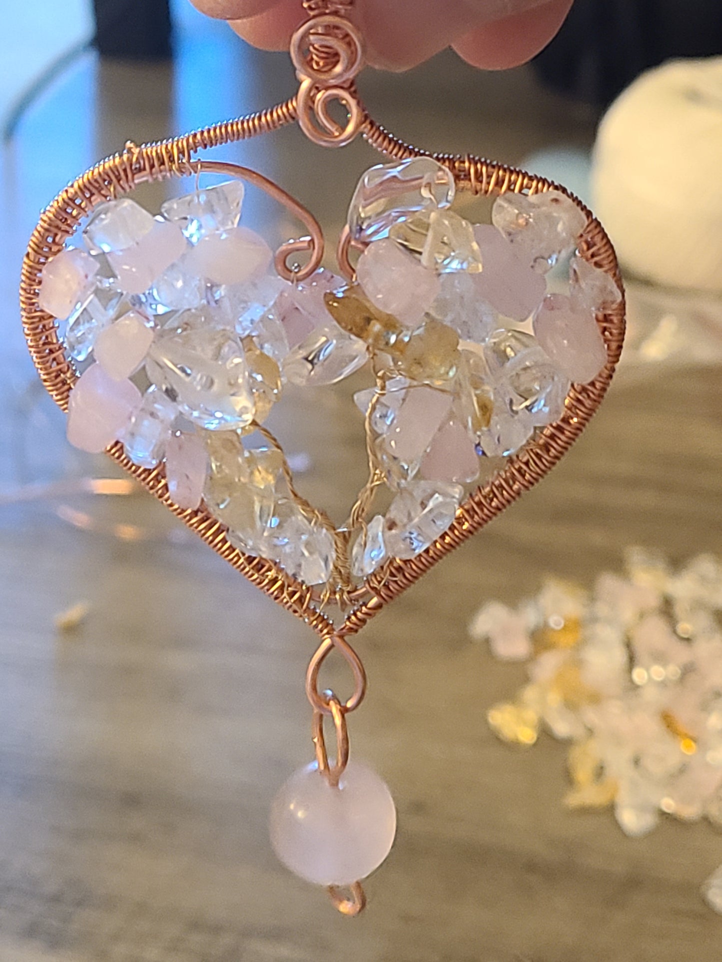 Heart Shaped Tree of Life Gemstone Pendant
