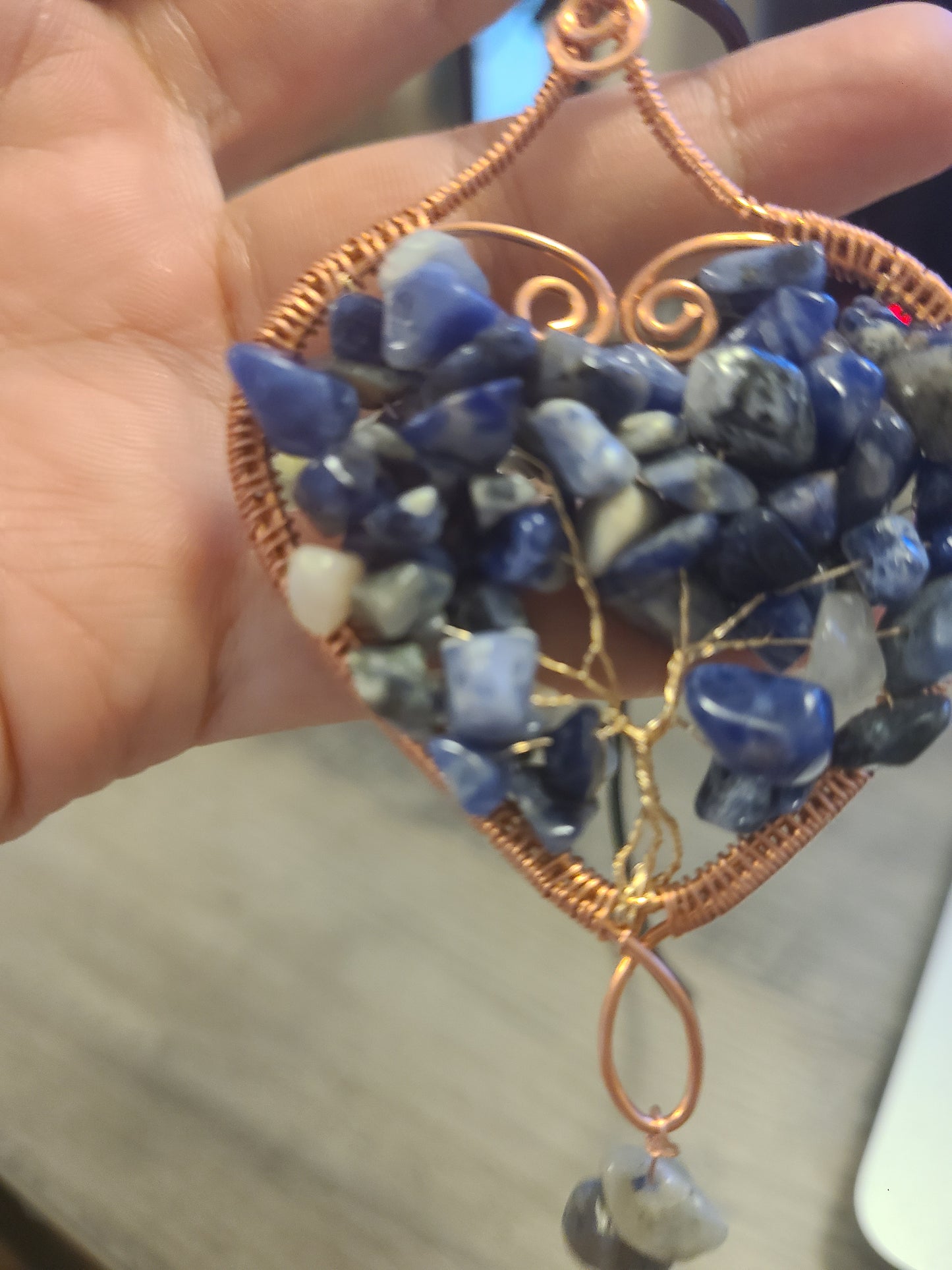 Heart Shaped Tree of Life Gemstone Pendant