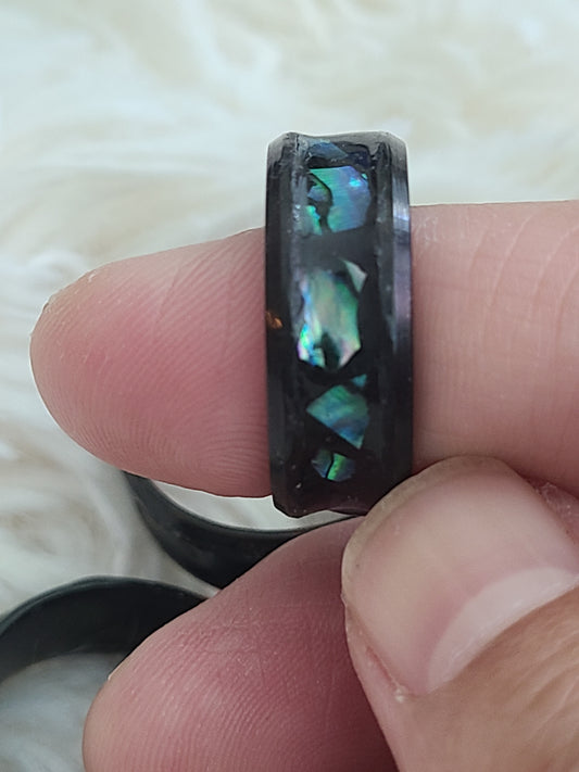 Turquoise Abalone Black Ring
