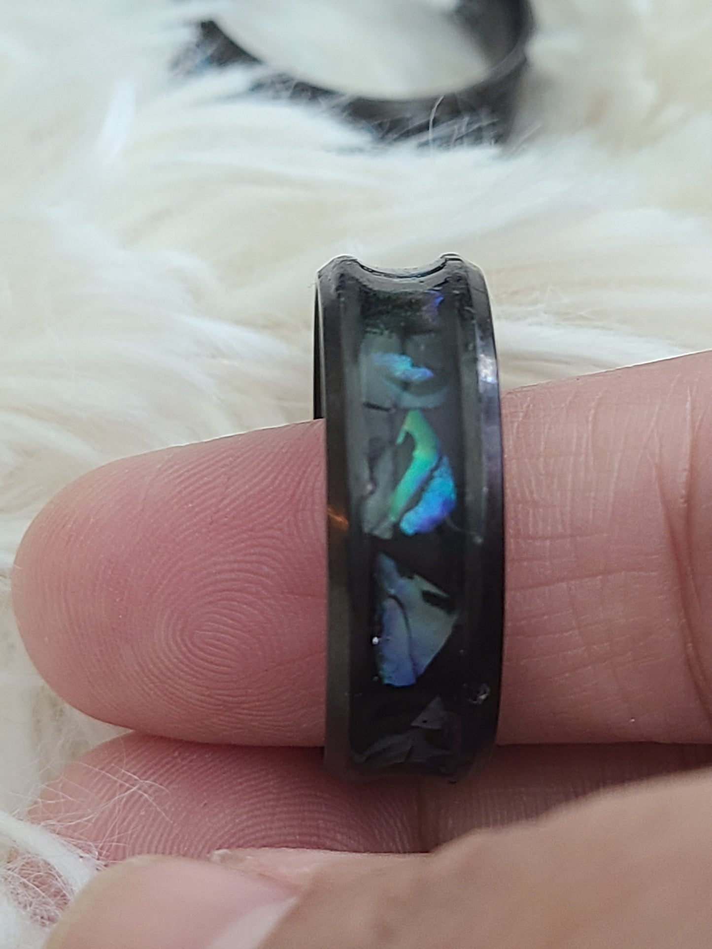 Turquoise Abalone Black Ring