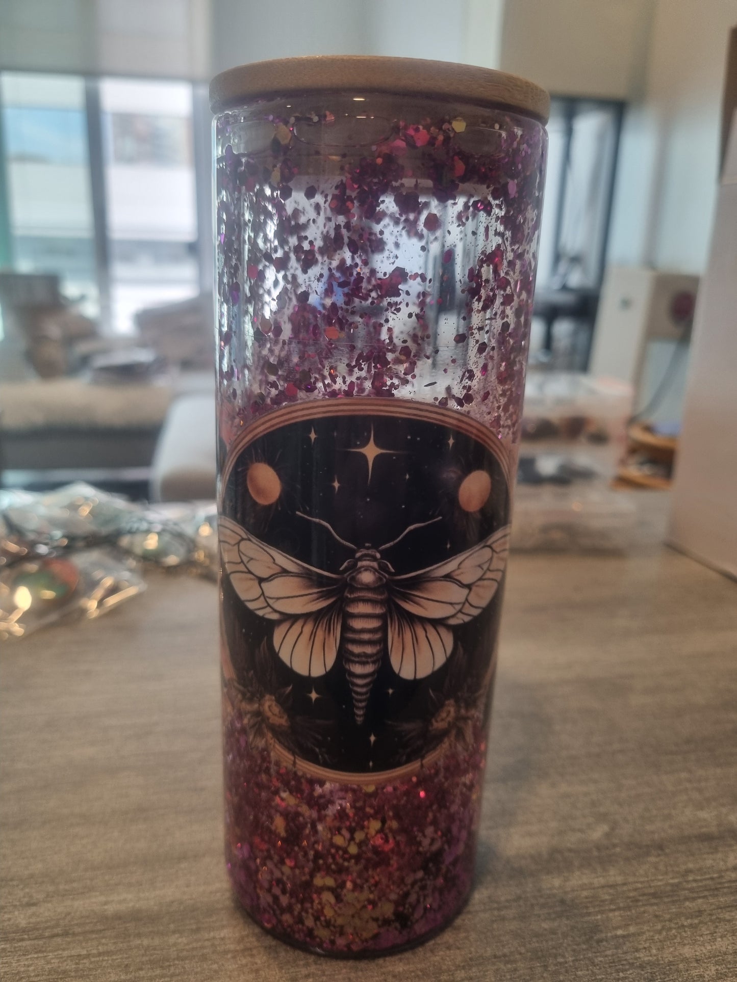 Pink Moth - 20 Oz Glass Snowglobe