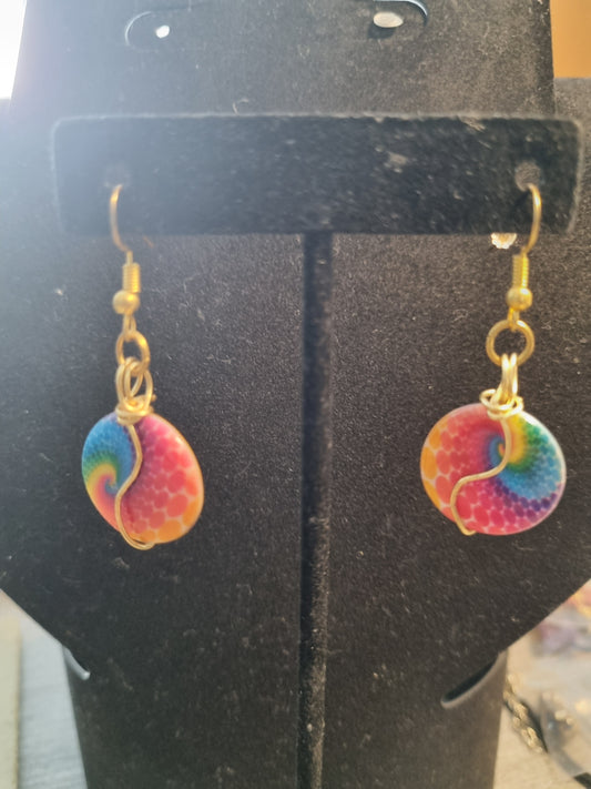 Tie Dye Circle Earrings