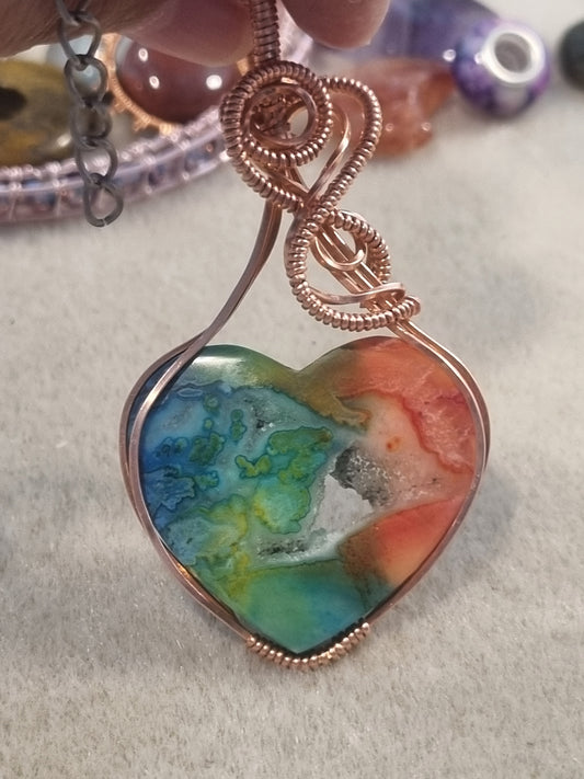 Rainbow Agate Heart