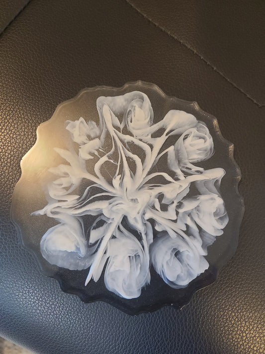 Blooming Resin Coaster  - Monochromatic