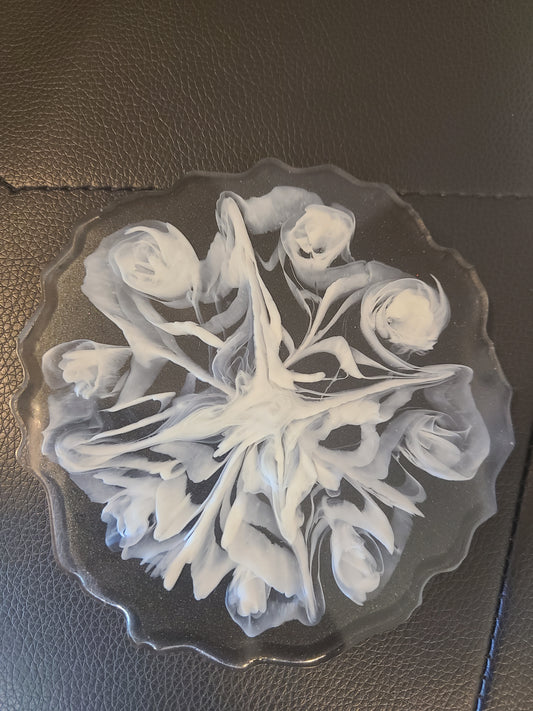 Blooming Resin Coaster  - Monochromatic