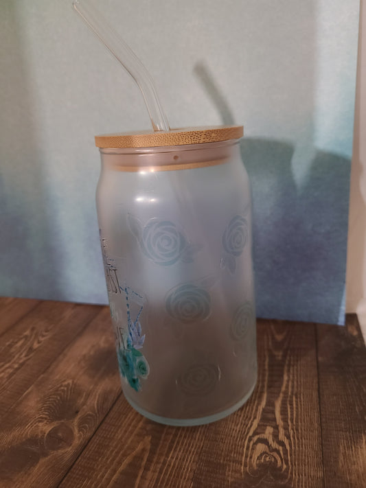 Last Fuck - 16 Oz Glass Beer Can w/Lid and Glass Straw